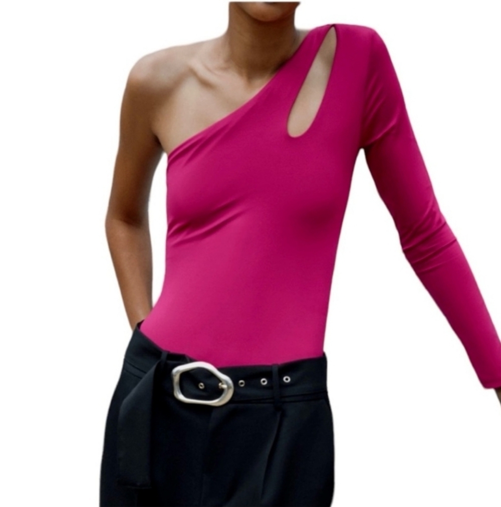 One-Shoulder Pink Top